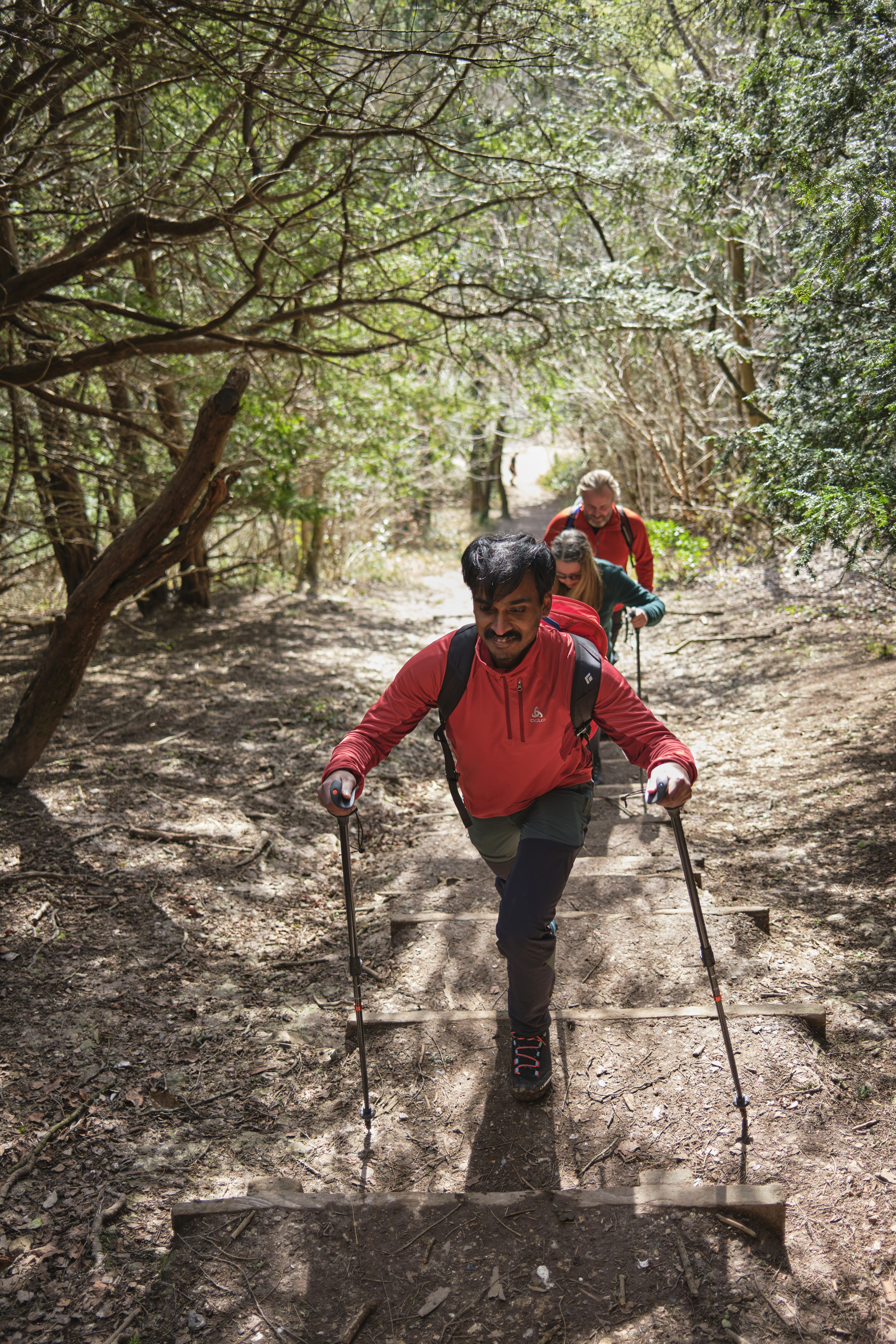 Deepan leading the way up the treacherous steps